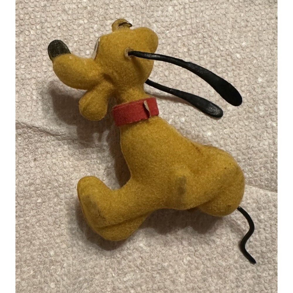 Vintage Pluto Disney Christmas Ornament Decoration CARTOON DOG PLASTIC FLOCKED